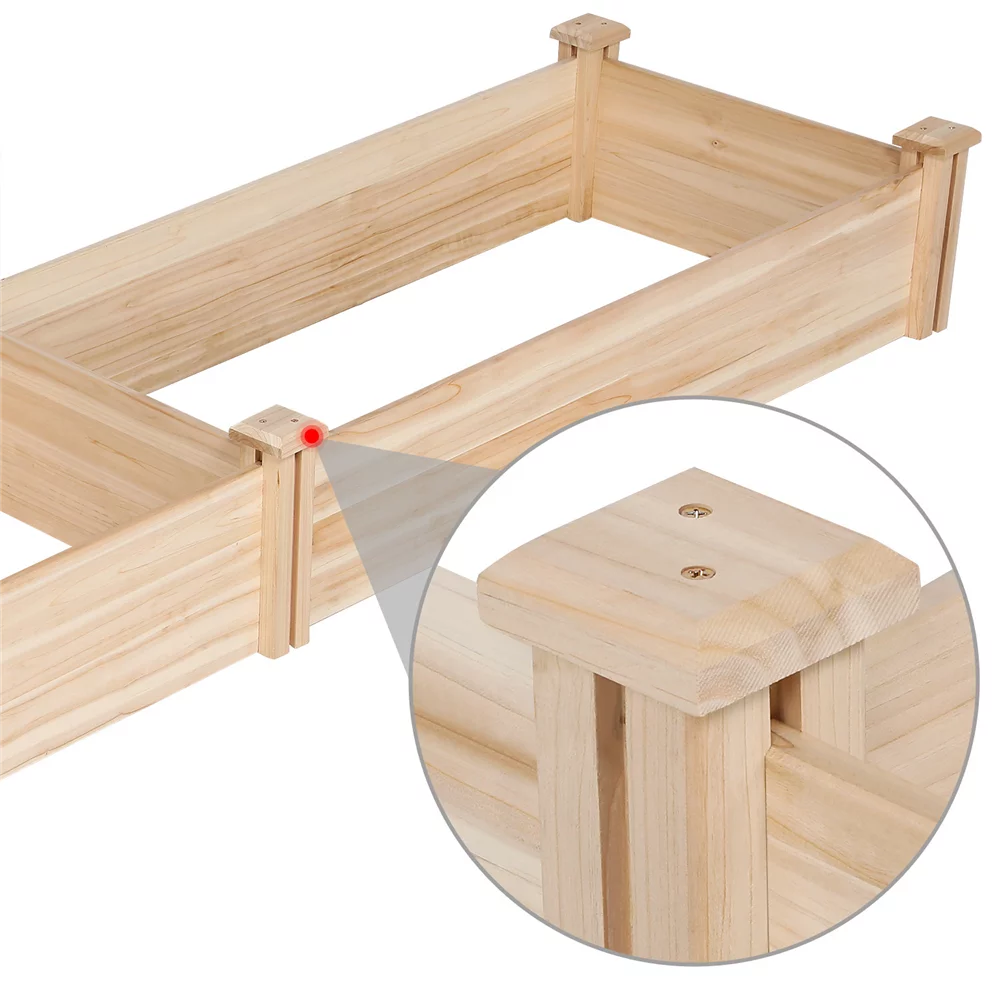Wooden Raised Garden Bed, 96.7 x 24.6 x 10.6inch, Natural Wood Q4544