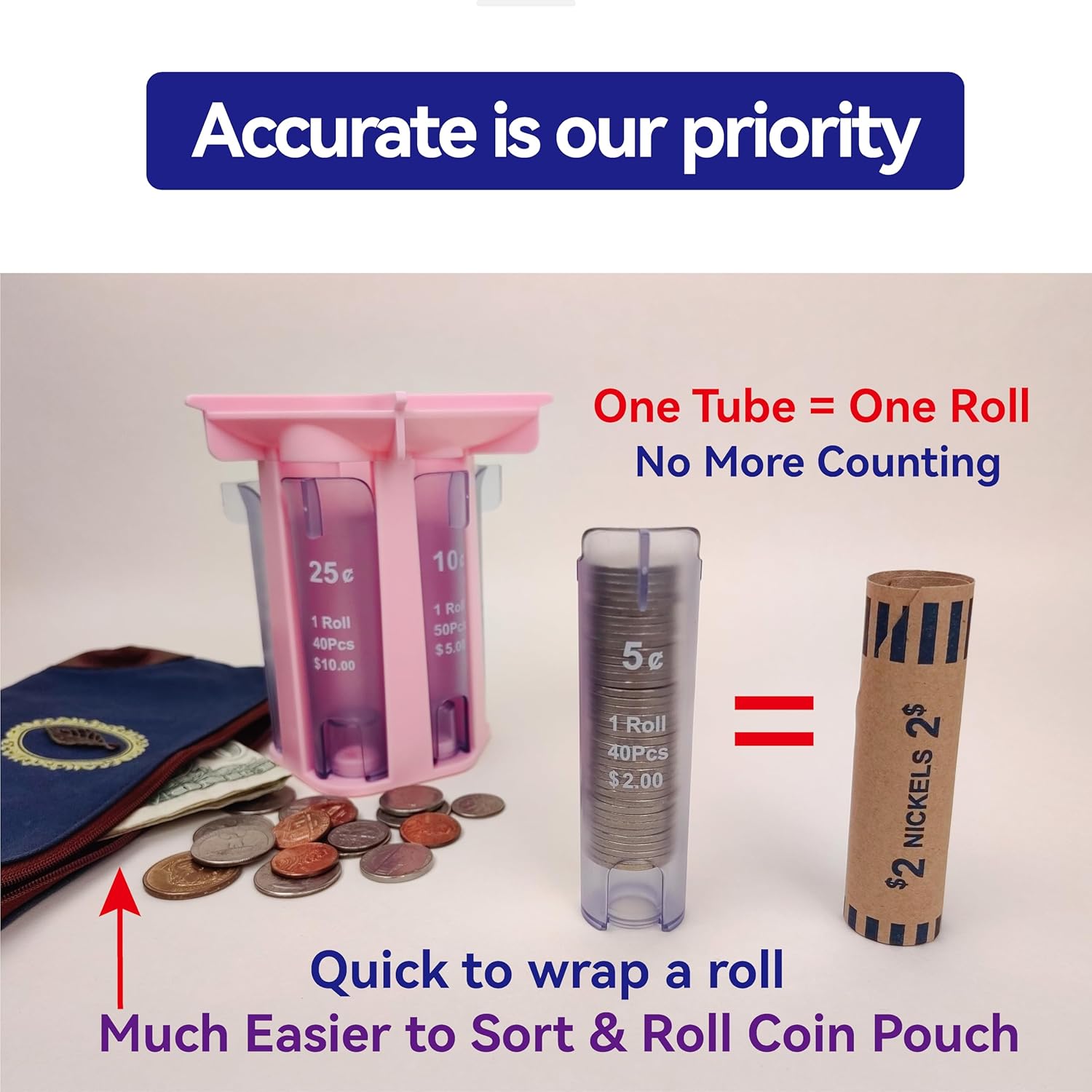 Coin Counter Tube Sorter with Coin Wrappers V2491