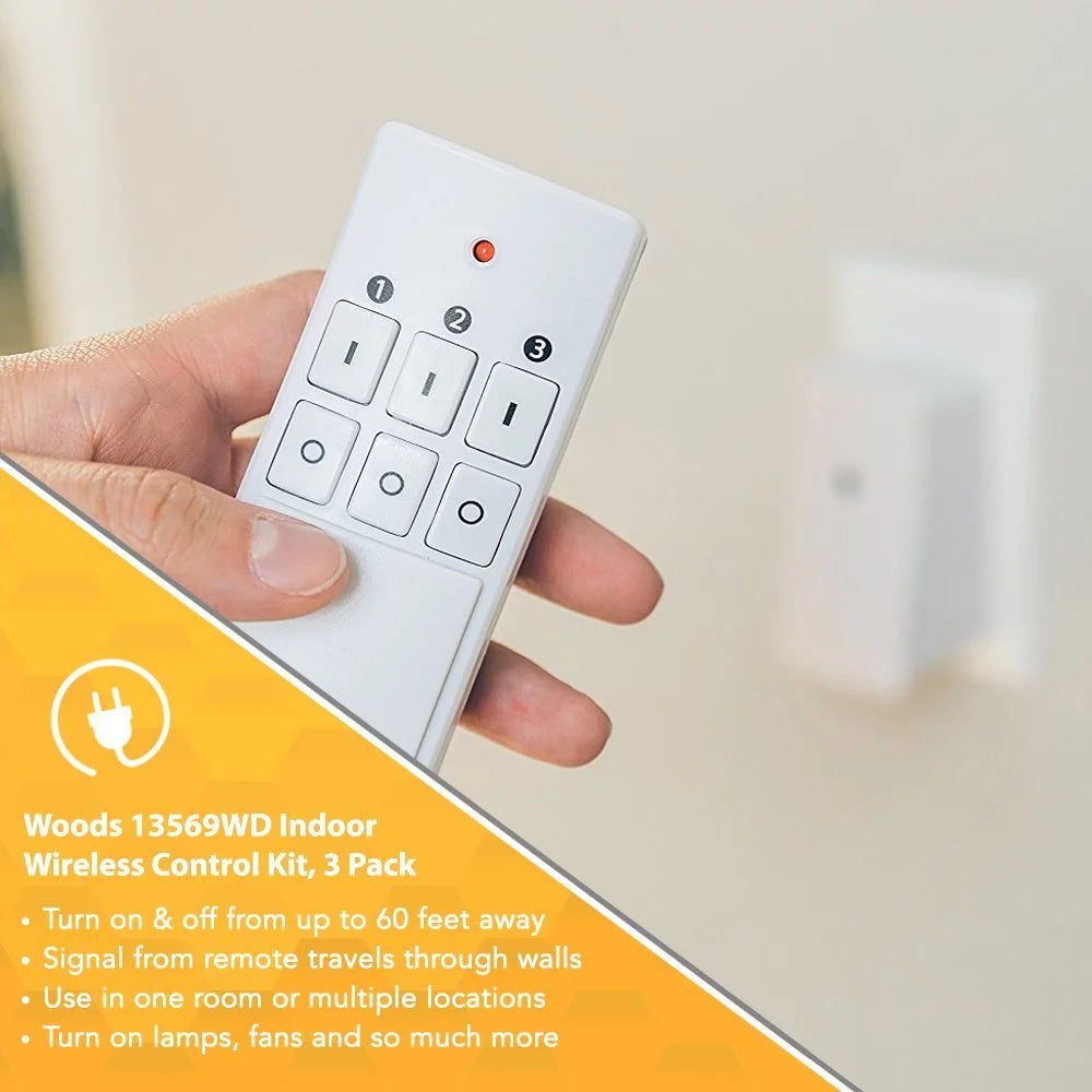 White 3-Pack Wireless Remote Control with 3 Outlets B44806