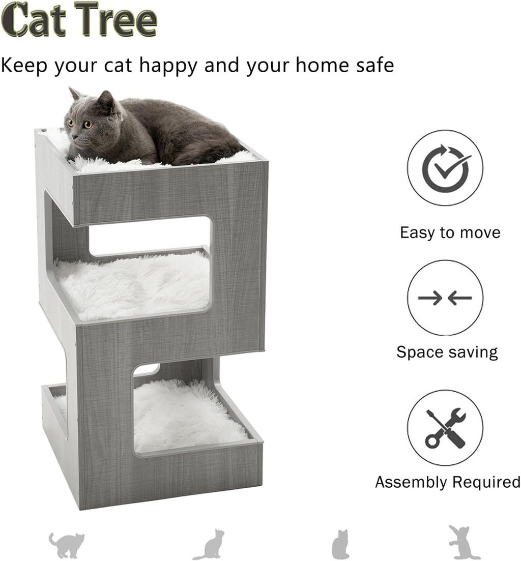 27.5 Inch Multi-Level Cat Tree with Removable Soft Blanket M573759