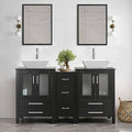 60" Double Bathroom Vanity with Porcelain White Sink O76843