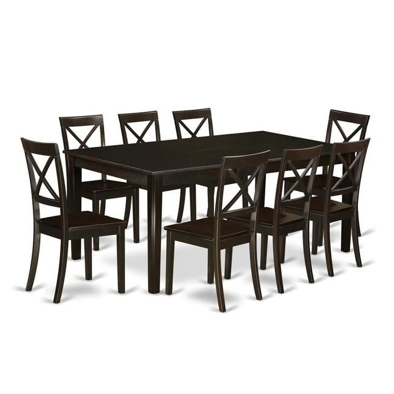 9 piece Cappuccino Dining Table with Leaf and 8 Chairs Y87819