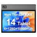 Space Gray 14 Inch Android 13 Tablet with 1200P IPS HD Screen, 8 Core, 6GB+128GB, Wi-Fi 5, 10000mAh Battery, 5MP+32MP Cameras E788