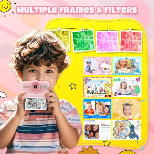 1080P HD Kids Instant Print Camera with 3 Rolls Print Paper & 32GB Card (Black) H258