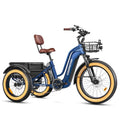 Electric Trike with 750W Rear Motor, 48V 20AH/40AH Dual Battery System, Differential, Parking Brake W37542