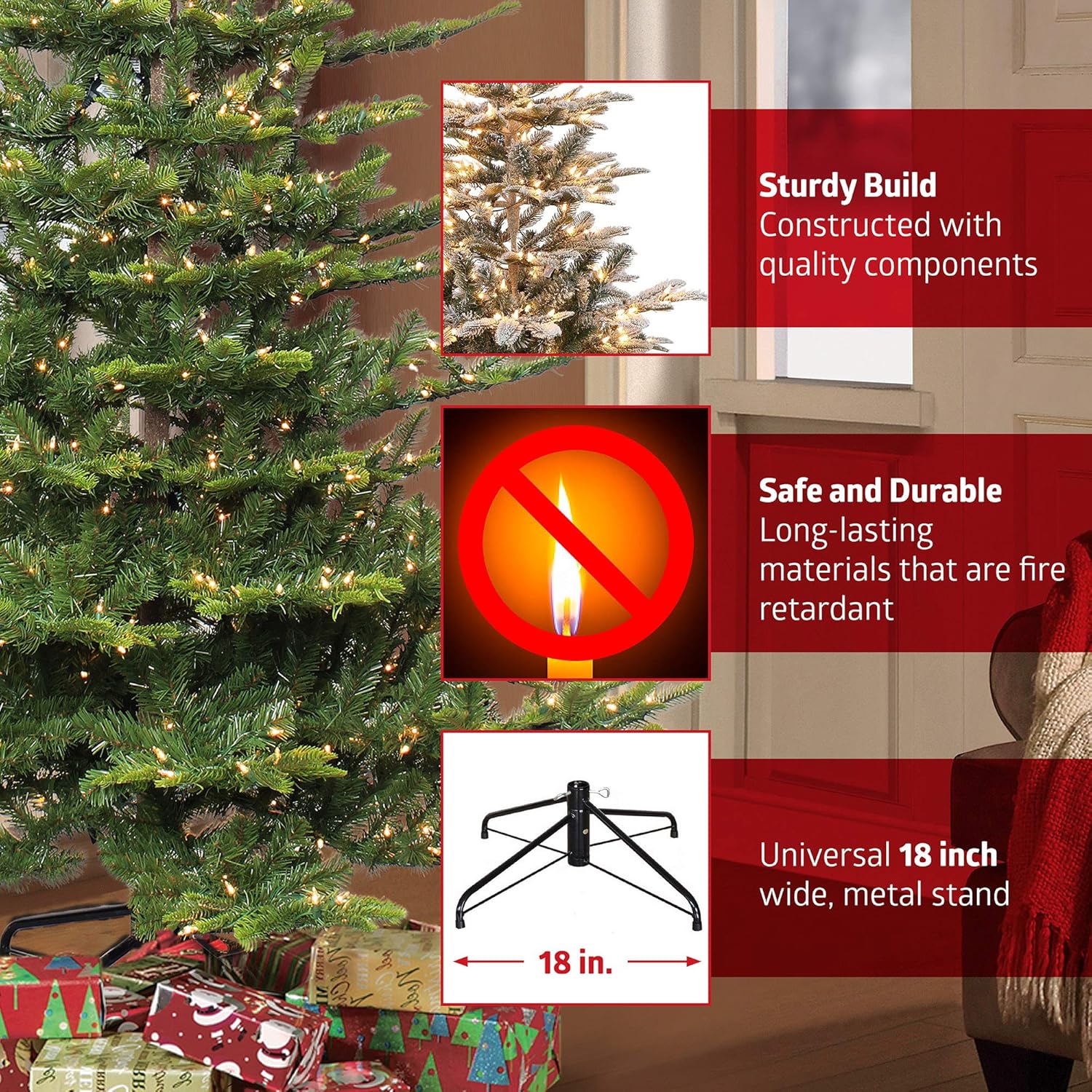 7.5 Foot Pre-Lit Artificial Christmas Tree with 700 Clear Lights K221