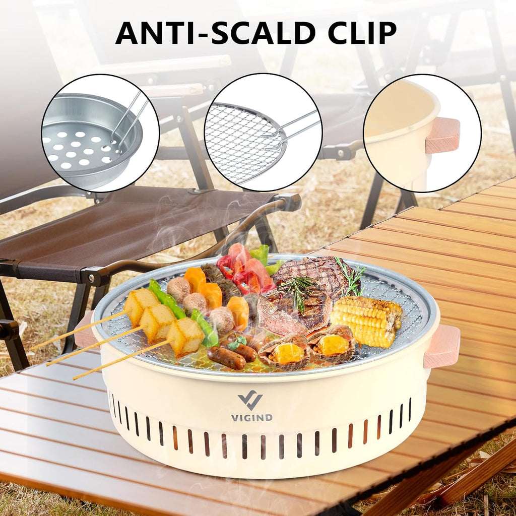 14inch Stainless Steel Charcoal Barbecue Grill with Folding Legs T814556
