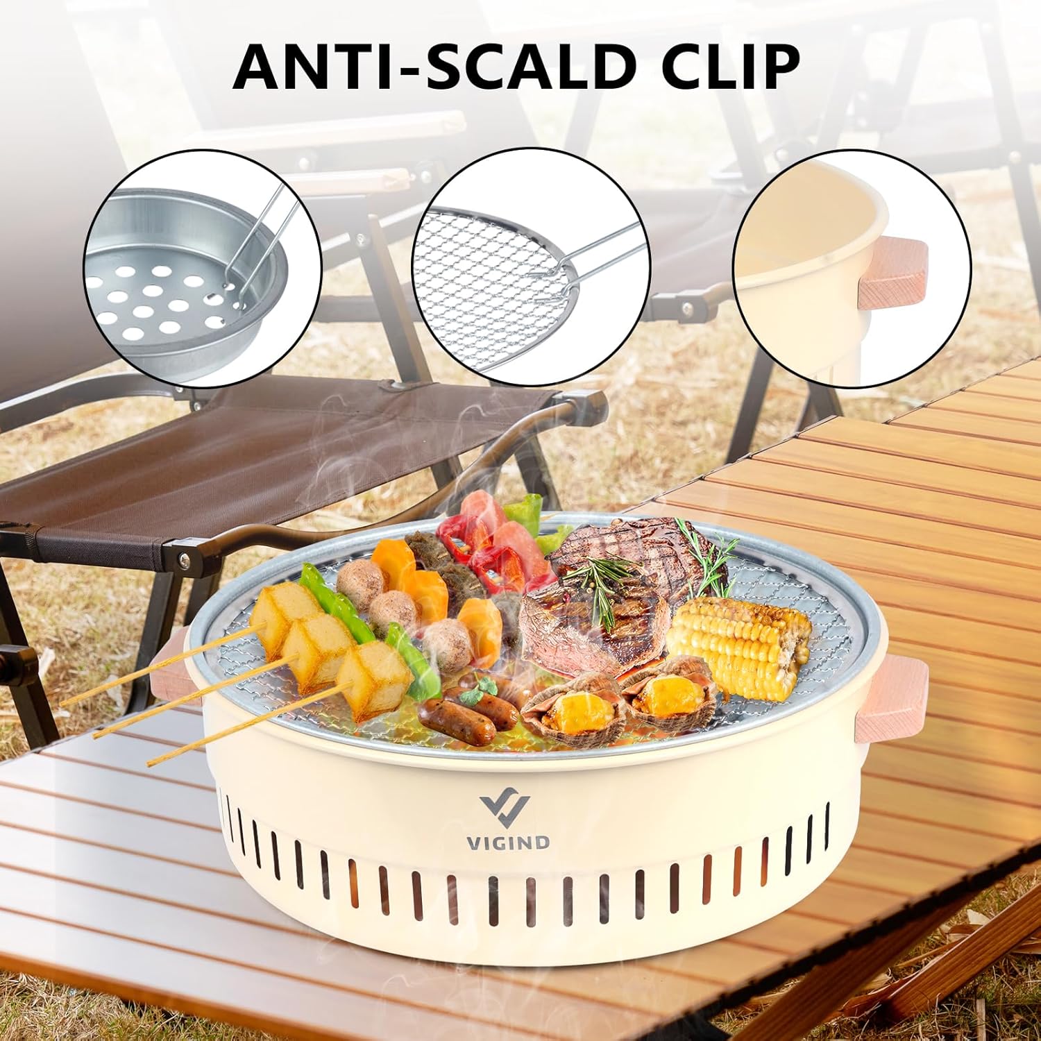 14inch Stainless Steel Charcoal Barbecue Grill with Folding Legs T814556