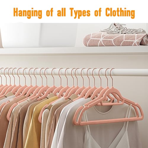 Pink Velvet Hangers 50 Pack 16.5 in with Tie Bar Y690