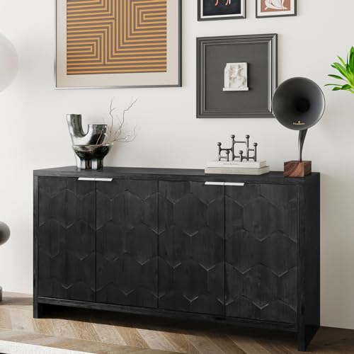 3-Door Sideboard Storage Cabinet with Wooden Texture U48566