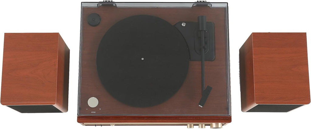 Walnut Turntable System with Bluetooth, CD, AM/FM and Speakers K855
