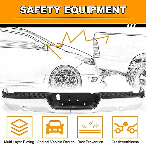 Chrome Step Bumper with Parking Sensor Hole and Vent Hole for 2009-2018 Dodge Ram 1500 2019 Ram 1500 Classic G494
