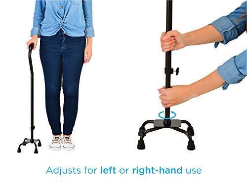 Large Base Offset Silver Quad Cane U9047