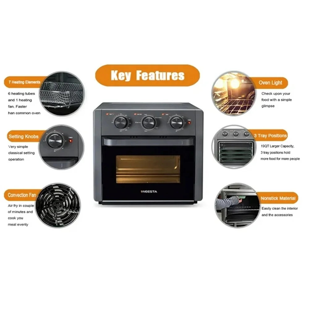 20QT 1300W Black Air Fryer Oven Combo C7453