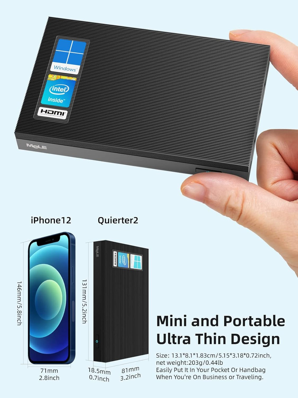 Fanless Mini PC J4125 8G 128GB E915