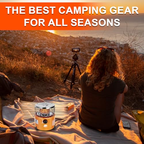 2 in 1 Portable Propane Heater and Stove, Outdoor Camping Liquefied Gas Stove, Orange A7681