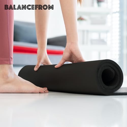 1-Inch Extra Thick High Density Anti-Tear Exercise Yoga Mat with Carrying Strap X204