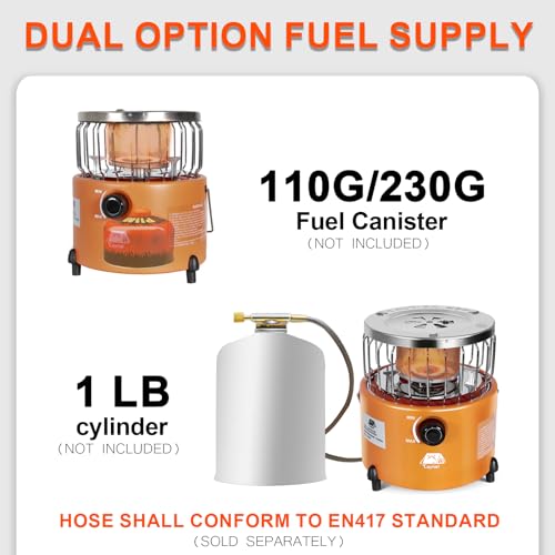 2 in 1 Portable Propane Heater and Stove, Outdoor Camping Liquefied Gas Stove, Orange A7681