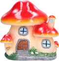 Red Synthetic Resin Mushroom House Sculpture 3.9x3.1x3.7 inch U528