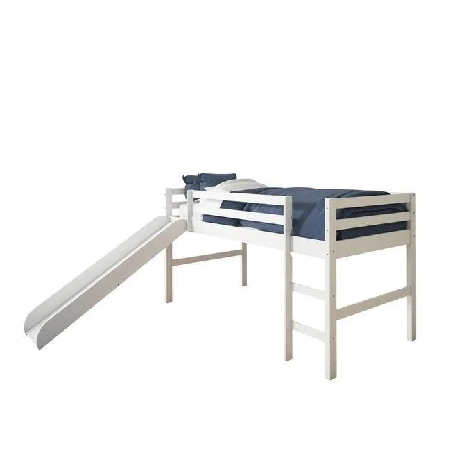 Light Espresso Kids Twin Loft Tent Bed with Slide A901