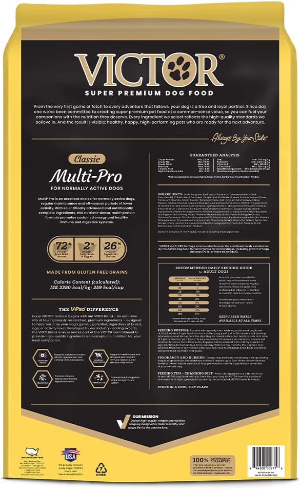 Multi-Pro Dry Dog Food with Beef, Chicken and Pork Protein, 50 lb G358
