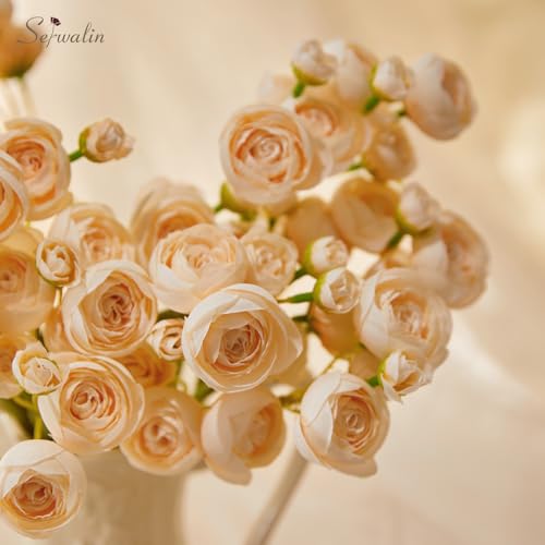 18 Pcs Artificial Silk Ranunculus Bouquet Wine Red S54964