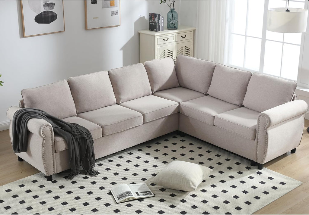Beige Modular Sectional Sleeper Sofa with Pull Out Bed C832