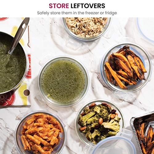 12-Piece 35oz Glass Food Storage Containers Set with Hinged Locking Lids K529122