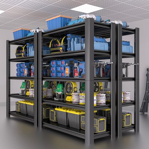 5-Tier Heavy Duty Garage Shelving Unit, 3000 LBS Capacity Metal Storage Rack 72" H x 48" W x 20" D, Adjustable Steel Shelves R174