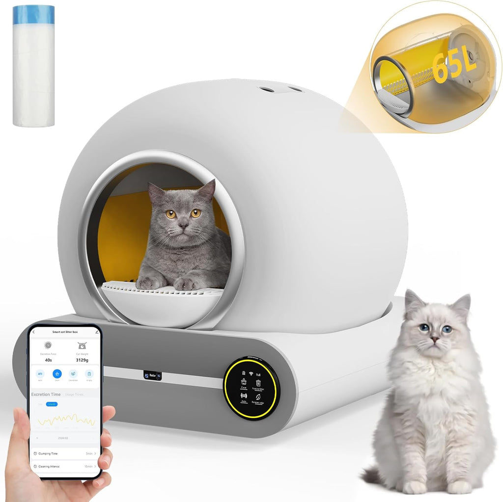 65L+9L Capacity Self-Cleaning Litter Box X1386
