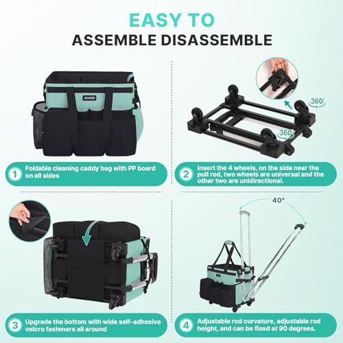Blue-Green Waterproof Rolling Cleaning Caddy with Detachable Trolley C3853