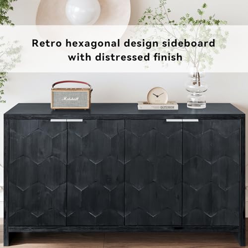 3-Door Sideboard Storage Cabinet with Wooden Texture U48566
