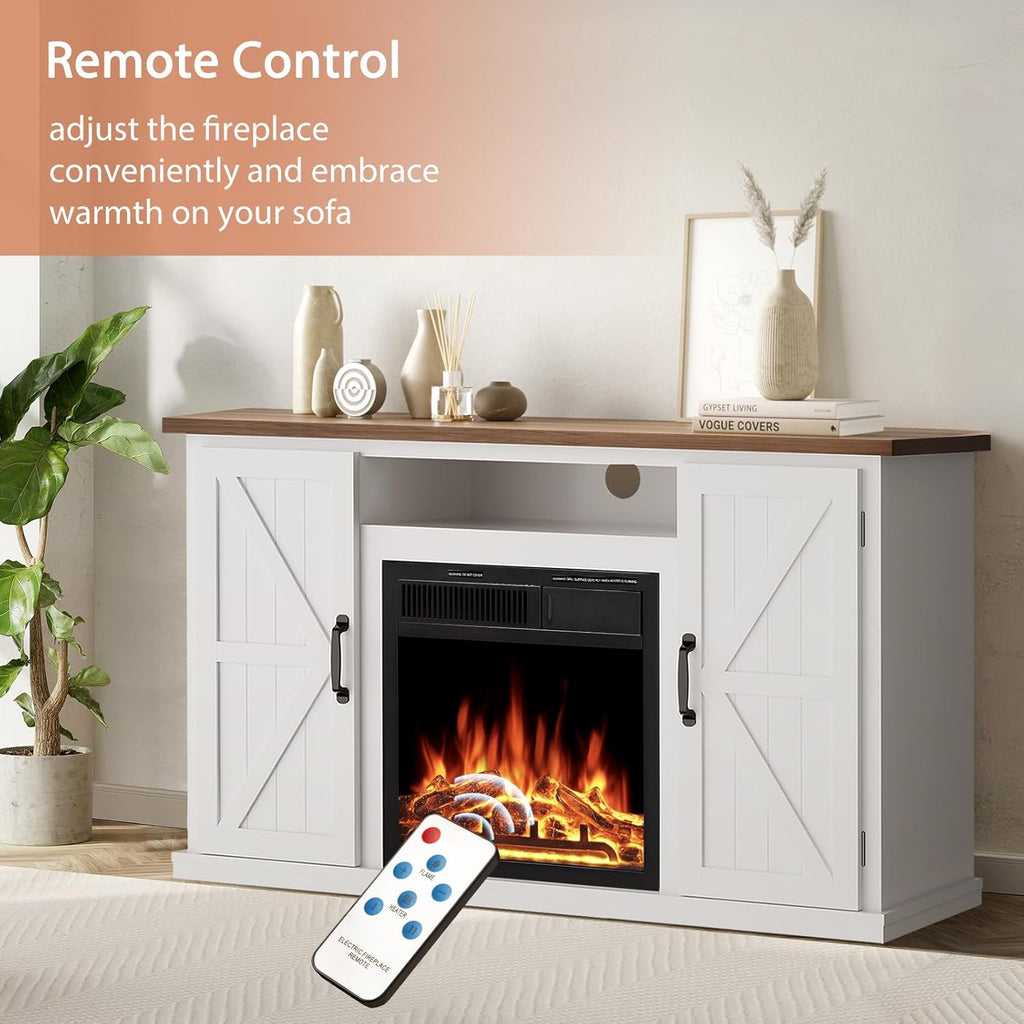 47" Fireplace Mantel Wood Surround Tv Stand Freestanding Corner Heater Infrared Quartz Heater Adjustable Led Flame Remote Control X7925