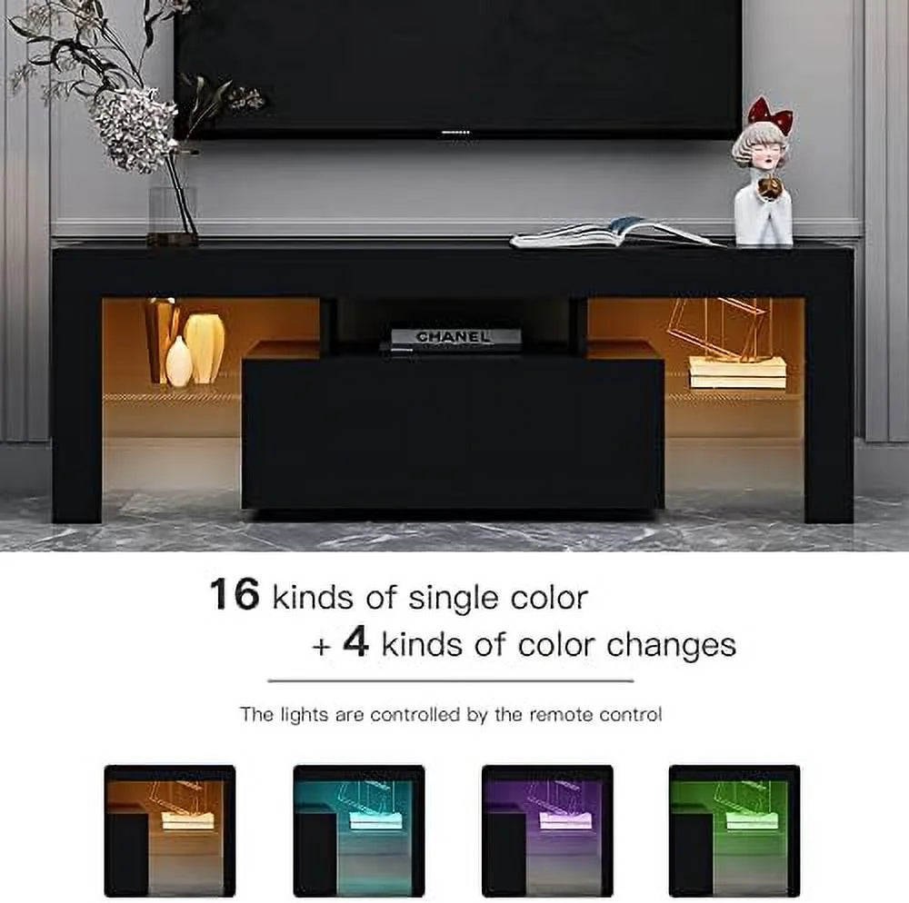 Modern TV Stand with 2 Cabinets Entertainment Center Wood TV Unit V2998