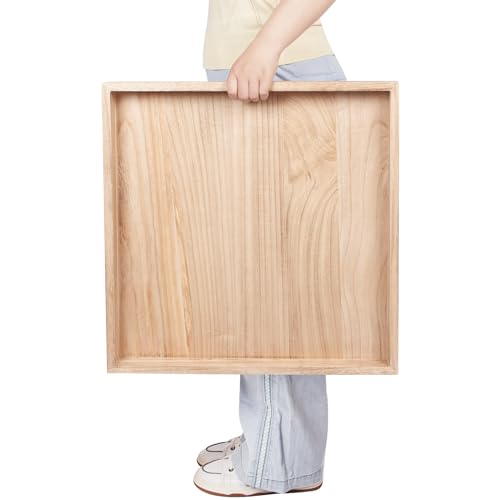 Large Square Rustic Wood Serving Tray 24 x 24 V179435