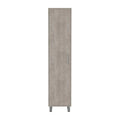 Tall Narrow Storage Cabinet with 5-Tier Shelf and Broom Hangers, Concrete Gray H43688