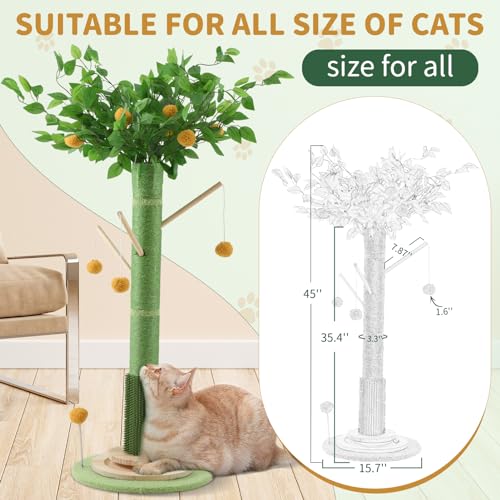 45 Inch Tall Cat Scratching Post with Sisal Rope J395