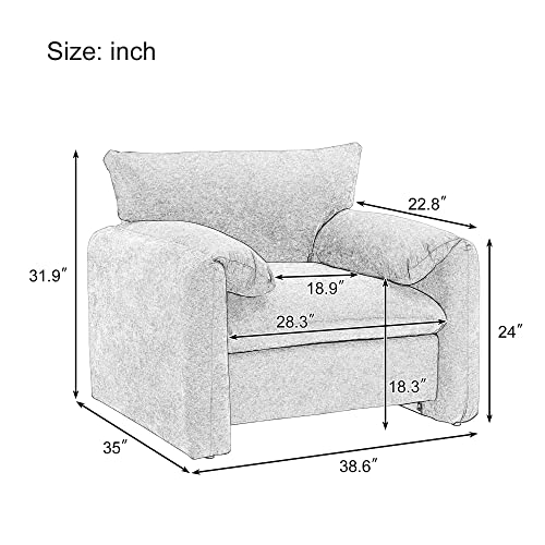 Grey Chenille Oversized Armchair P896