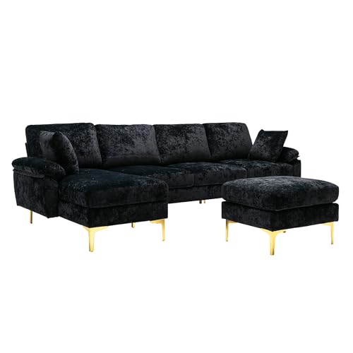 Purple U-shaped Sectional Sofa with Ottoman D875