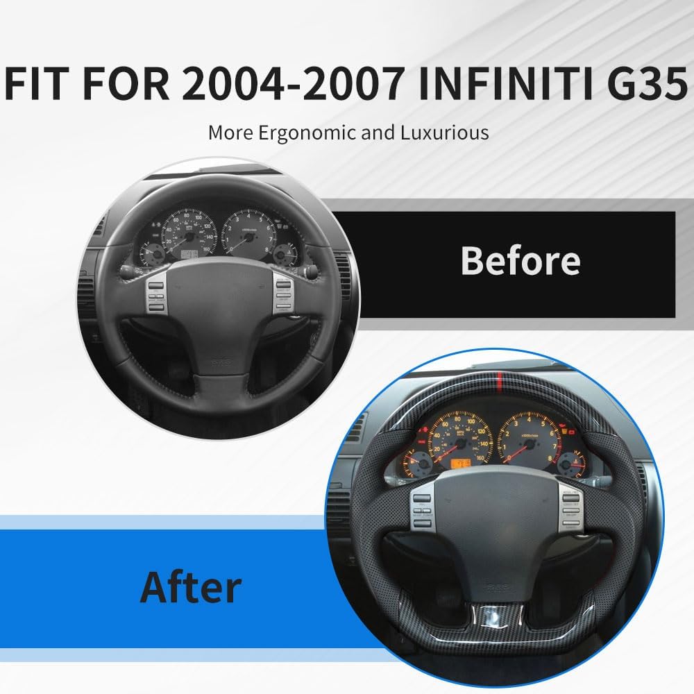 Carbon Fiber Perforated Leather Grip Steering Wheel H8370