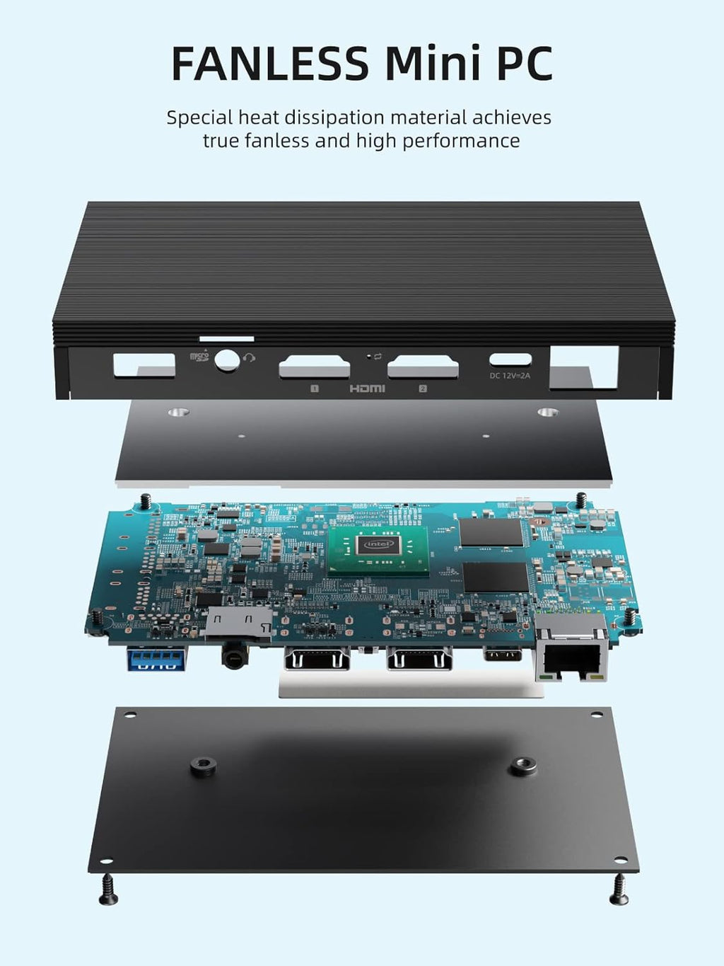Fanless Mini PC J4125 8G 128GB E915