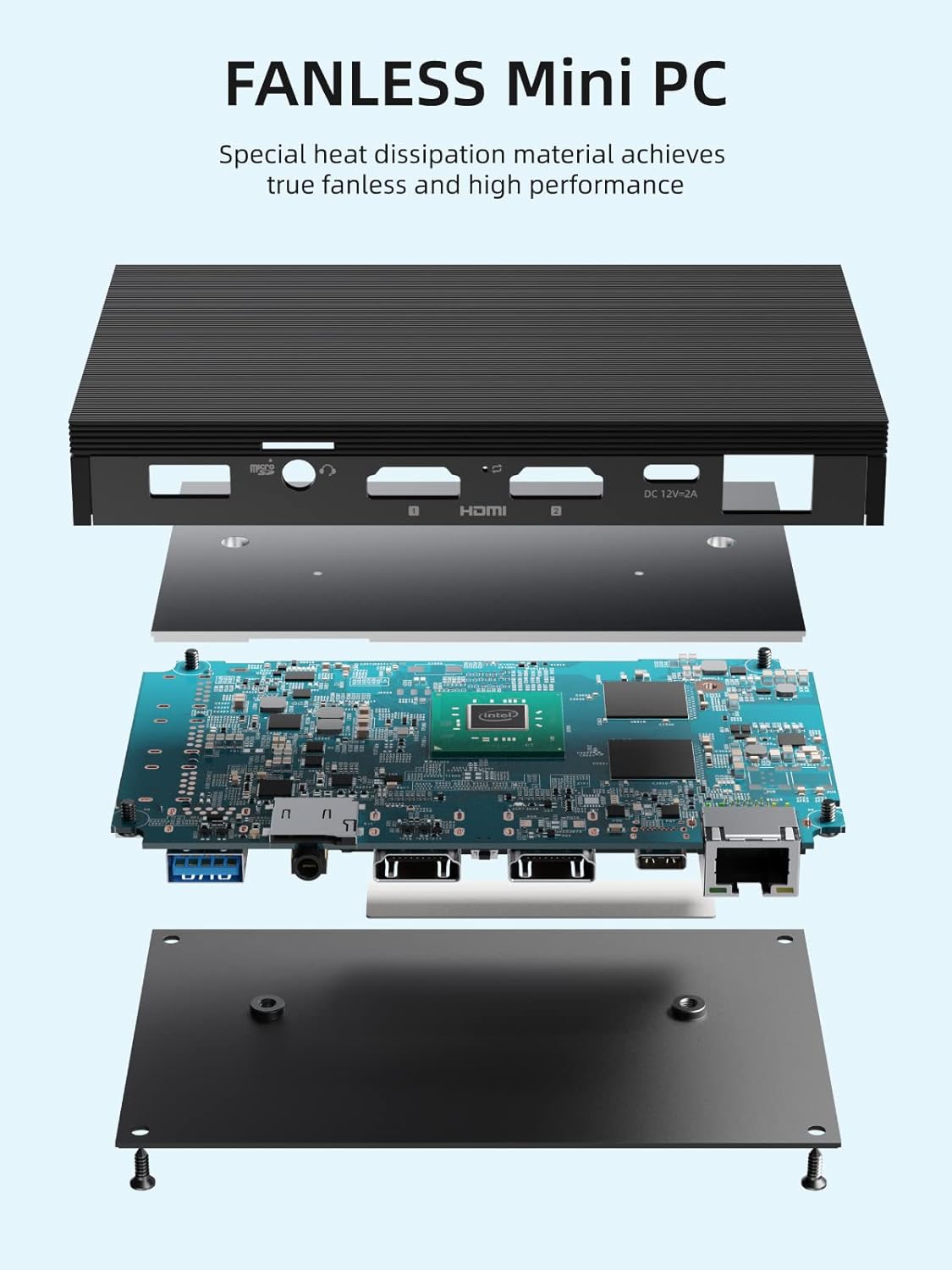 Fanless Mini PC J4125 8G 128GB E915