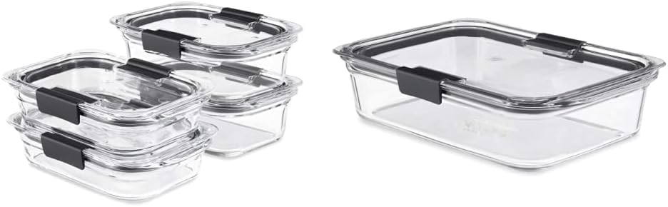 8-Piece Clear Glass Food Storage Containers with Lids T62161