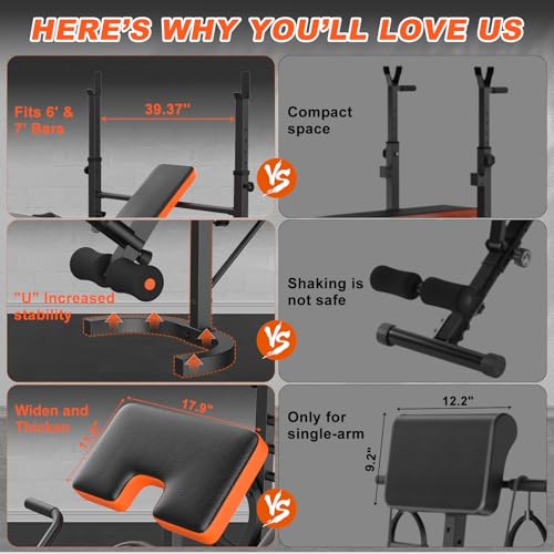 Adjustable Weight Bench with Leg Extension, Preacher Curl & Butterfly Arm, 990lbs Heavy Duty Bench Press C84127