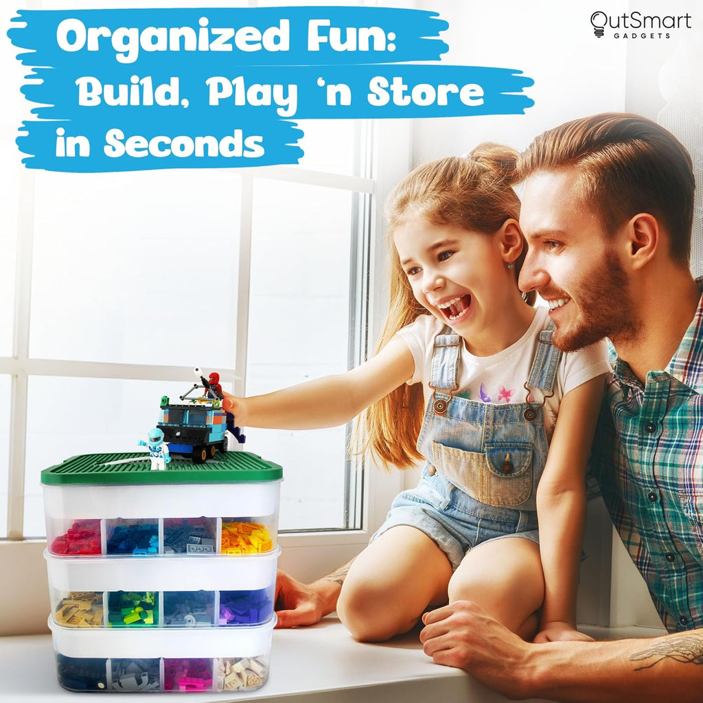 3 Layers Plastic Stackable Toy Storage Organizer Bin with Adjustable Compartments I96121
