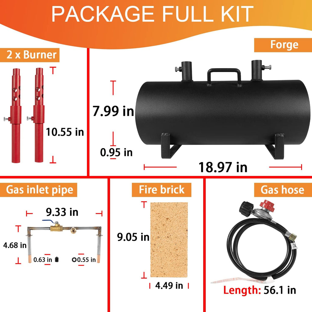 Double Burner Portable Propane Forge 19" x 6.75 x 3.5" T19545