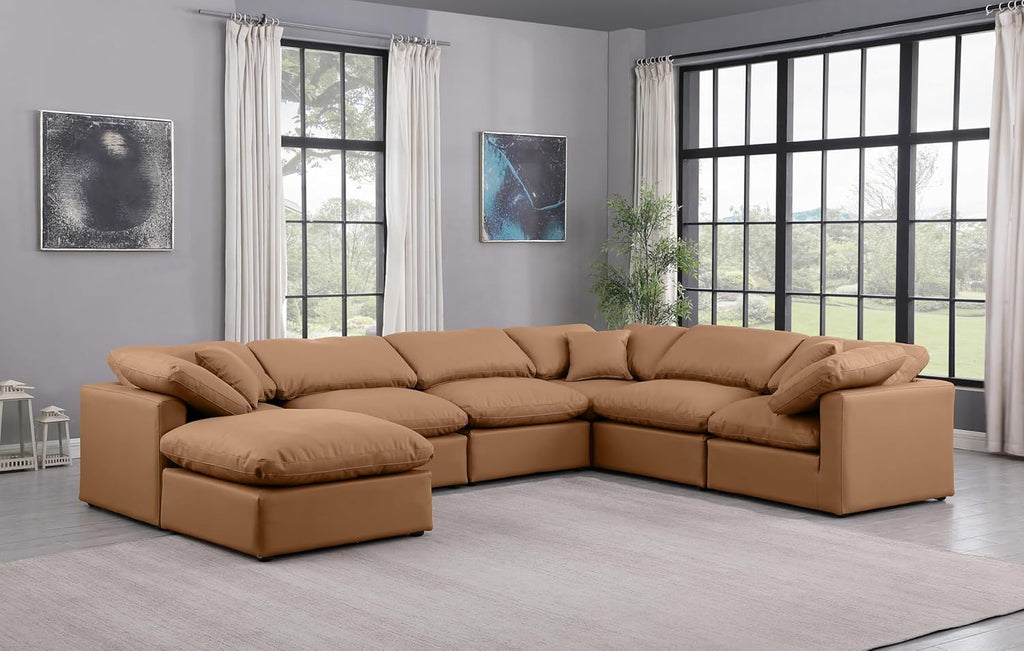 Cognac Vegan Leather Sectional X434970