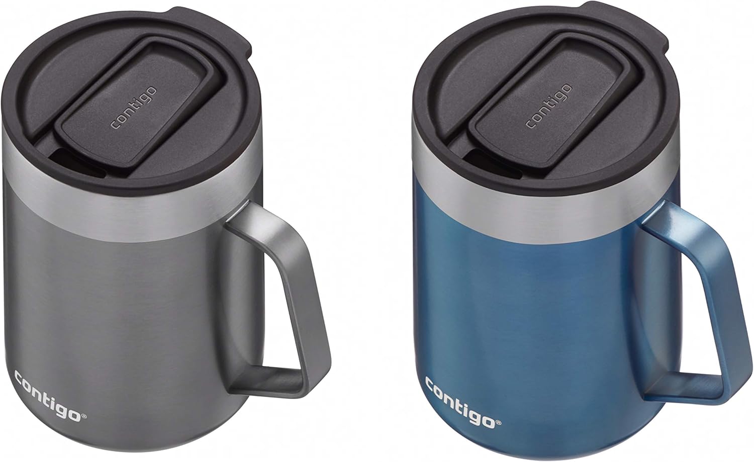 Stainless Steel Travel Mugs with Splash-Proof Lids J87734