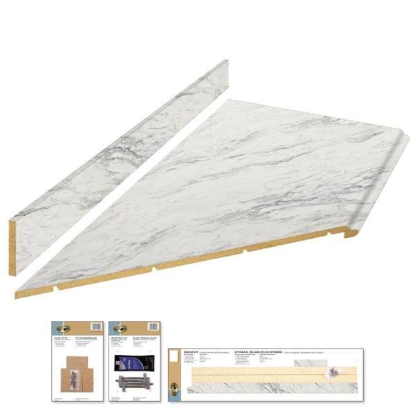 8 ft. White Laminate Countertop Kit with Left Miter and Full Wrap Ogee Edge P641