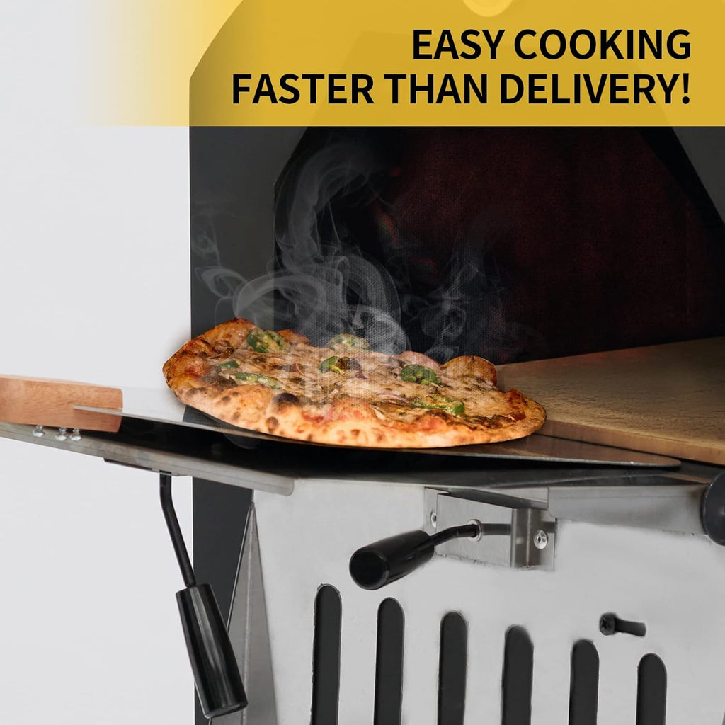 Black Portable Wood-Fired Pizza Oven with Pizza Stone K940904